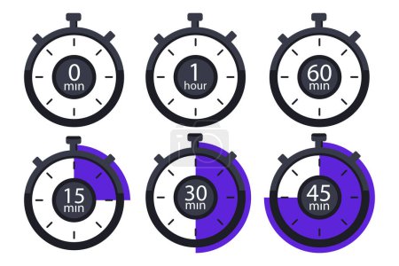 Illustration for Set of timer with numbers line icon. - Royalty Free Image