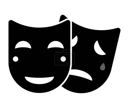 Illustration for Set of theater masks illustration. Performance, tragedy, comedy, actor, director acting emotions Vector icons - Royalty Free Image