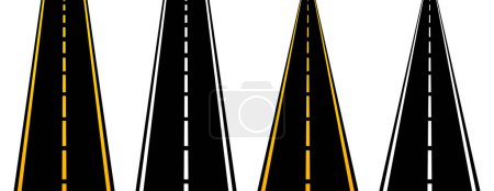 Illustration for Set of roads illustration. Path, asphalt, travel, highway, distance, track, car trail life dust movement peolos Vector icons - Royalty Free Image