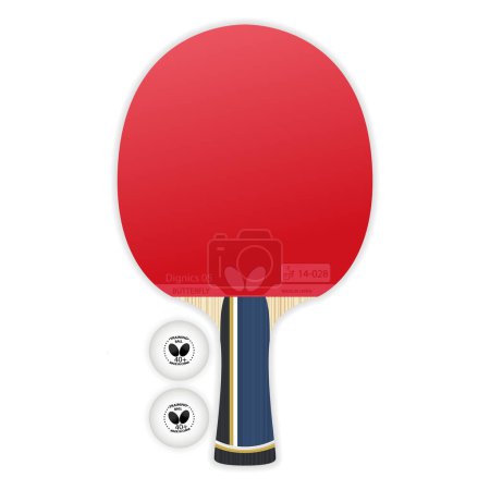 Illustration for Realistic tennis racket. Rackets for table tennis. Ping pong. Butterfly Company. Professional sports equipment. - Royalty Free Image