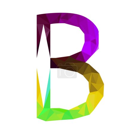 Illustration for Polygonal letter B logo. Mosaic of alphabet. Triangles, Letter from geometric shapes. - Royalty Free Image