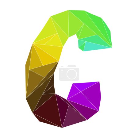 Illustration for Polygonal letter C logo. Mosaic of alphabet. Triangles, Letter from geometric shapes. - Royalty Free Image