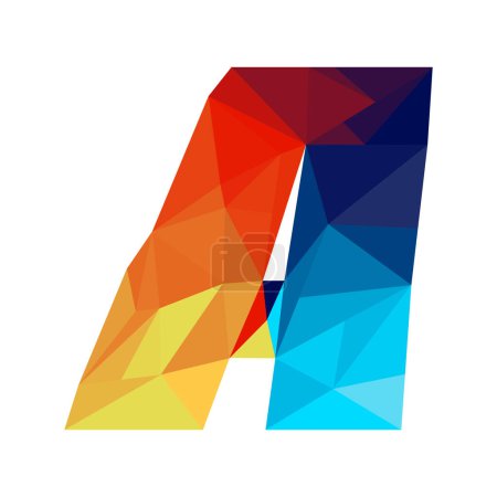 Illustration for Polygonal letter A logo. Mosaic of alphabet. Triangles, Letter from geometric shapes. - Royalty Free Image