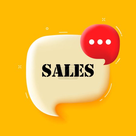 Illustration for Sales. Speech bubble with Sales text. 3d illustration. Pop art style. Vector icon for Business and Advertising - Royalty Free Image