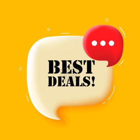 Beste Angebote. Sprechblase mit Best Deals Text. 3D-Illustration. Popart-Stil. Vektor-Ikone für Unternehmen und Werbung