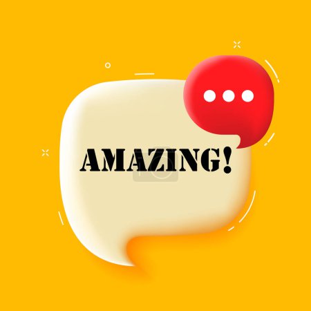 Illustration for Amazing. Speech bubble with Amazing text. 3d illustration. Pop art style. Vector icon for Business and Advertising - Royalty Free Image