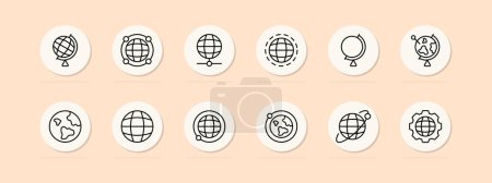 Photo for Planet set line icon. Earth, space, Mars, ball, satellite, universe, galaxy, star, Venus, orbit. Pastel color background. Vector icon for business and advertising - Royalty Free Image