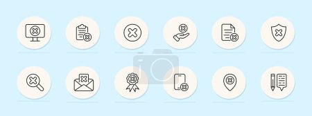 Illustration for Cancel cross line icon. Versatile, clear, bold, graphic, symbol, cancel, deny, reject, eliminate, stop, terminate, decline. Pastel color background. Vector line icon for business and advertising - Royalty Free Image