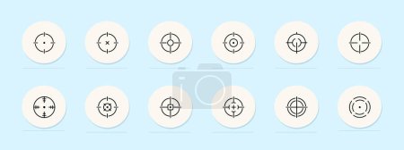Illustration for Sight line icon. Pastel color background. Tactical, sniper, scope, aiming, accuracy, precision, firearm, sight, rifle, marksmanship. Vector line icon for business and advertising - Royalty Free Image