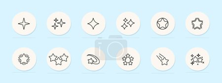 Illustration for Rating line icon. Rating, stars, gold, excellence, quality, top-tier, performance, review. Pastel color background. Vector line icon for business and advertising - Royalty Free Image
