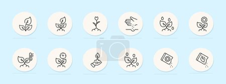 Illustration for Sprout line icon. Growth, tree, sapling, mature, plant, nature, time-lapse. Pastel color background. Vector line icon for business and advertising - Royalty Free Image
