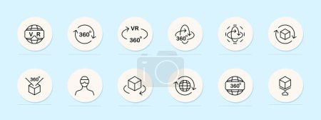 Illustration for VR helmet line icon. Virtual reality, technology, futuristic, immersion, digital environment. Pastel color background. Vector line icon for business and advertising - Royalty Free Image