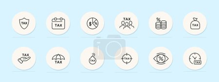 Illustration for Taxes line icon. Financial planning, accounting, budgeting, taxation, money management. Pastel color background. Vector line icon for business and advertising - Royalty Free Image