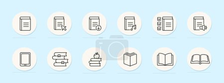 Illustration for Books line icon. Book collection, reading material, literary classics, bestsellers, fiction and non-fiction. Pastel color background. Vector line icon for business and advertising - Royalty Free Image