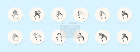 Illustration for Touch control line icon. Touchscreen technology, tactile interaction, touch-sensitive interface. Pastel color background. Vector line icon for business and advertising - Royalty Free Image