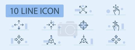 Illustration for Control set line icon. Growth, expansion, scale, location, touch control, touchpad, technology. Pastel color background. Vector line icon for business and advertising. - Royalty Free Image