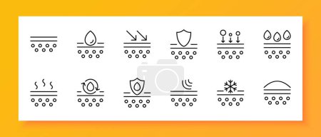 Illustration for Cosmetics icon set. Skin care, shield, drop, restoration, rejuvenation, healing. Black icon on a white background. Vector line icon for business and advertising - Royalty Free Image