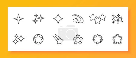 Feedback icon set. Rating, stars, review, comment, popularity, top. Black icon on a white background. Vector line icon for business and advertising