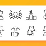 Feedback icon set. Rating, review, popularity, stars, comment, top. Black icon on a white background. Vector line icon for business and advertising