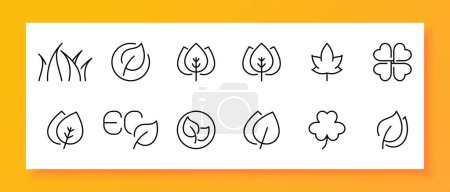 Illustration for Nature icon set. Autumn, tree, greenery, crown, spring, summer, forest, leaves, rustle, park. Black icon on a white background. Vector line icon for business and advertising - Royalty Free Image