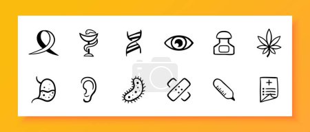 Illustration for HIV icon set. AIDS, infection, analysis, hospital, symptom, disease, virus, immunity. Black icon on a white background. Vector line icon for business and advertising - Royalty Free Image