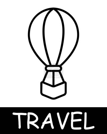Ilustración de Icono de línea de globo. Mover, aire caliente, viajes, carretera, viaje, aventura, turista, país, brújula, resort, playa, boleto. Icono de línea vectorial para negocios y publicidad - Imagen libre de derechos