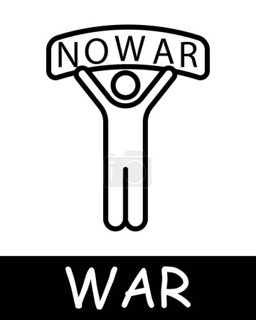 Illustration for No war line icon. Protest, performance, war, death, peace, weapons, victory, battle, pain, destruction, victims, conflict, trench. Vector line icon for business and advertising - Royalty Free Image