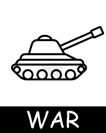 Illustration for Tank line icon. Equipment, barrel, war, death, peace, weapons, victory, battle, pain, destruction, victims, conflict, trench. Vector line icon for business and advertising - Royalty Free Image