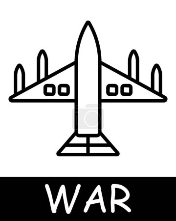 Airplane line icon. Rocket, air travel, war, death, peace, weapons, victory, battle, pain, destruction, sacrifice, conflict, trench. Vector line icon for business and advertising