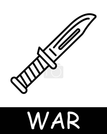 Illustration for Knife line icon. Edged weapons, piercing cutting, war, death, peace, weapons, victory, battle, pain, destruction, victims, conflict, trench. Vector line icon for business and advertising - Royalty Free Image