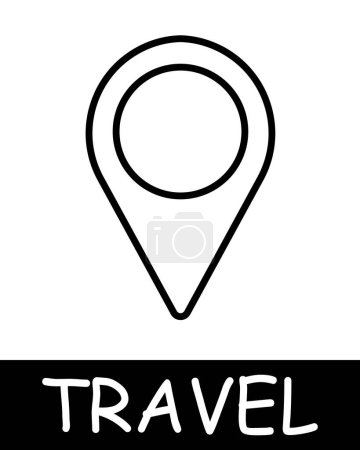 Illustration for Gps label line icon. Geography, map, location, travel, road, trip, adventure, tourist, country, compass, resort, beach, ticket. Vector line icon for business and advertising - Royalty Free Image