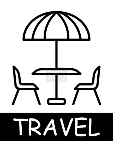 Illustration for Cafe table line icon. Umbrella, sun, travel, road, trip, adventure, tourist, country, compass, resort, beach, ticket. Vector line icon for business and advertising - Royalty Free Image