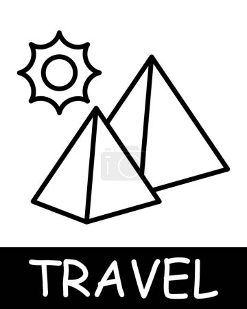 Illustration for Pyramids line icon. Desert, wonders of the world, travel, road, trip, adventure, tourist, country, compass, resort, beach, ticket. Vector line icon for business and advertising - Royalty Free Image