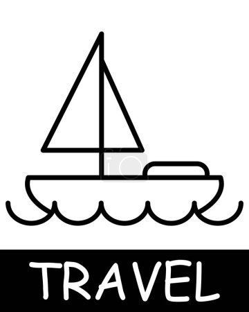Illustration for Raft line icon. Sail, movement, travel, road, trip, adventure, tourist, country, compass, resort, beach, ticket. Vector line icon for business and advertising - Royalty Free Image