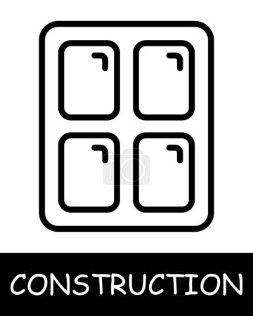 Illustration for Window line icon. Glass, frame, construction, foreman, building, cement, foundation, architecture, roof, project, work. Vector line icon for business and advertising - Royalty Free Image