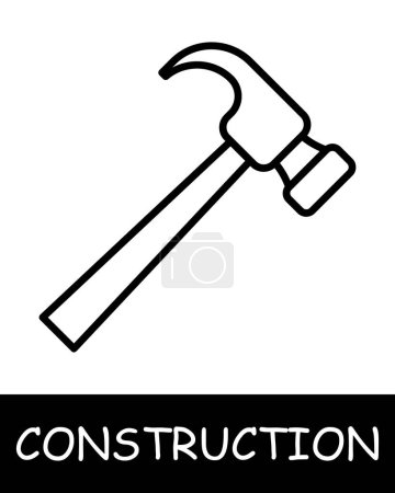 Illustration for Hammer line icon. Nails, pen, construction, foreman, building, cement, foundation, architecture, roof, project, work. Vector line icon for business and advertising - Royalty Free Image