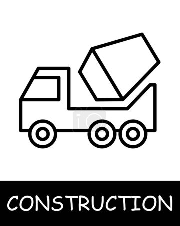 Illustration for Concrete mixer line icon. Preparation, cabin, construction, foreman, building, cement, foundation, architecture, roof, project, work. Vector line icon for business and advertising - Royalty Free Image