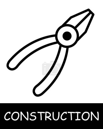 Illustration for Nippers line icon. Tools, wire cleaning, construction, foreman, building, cement, foundation, architecture, roof, project, work. Vector line icon for business and advertising - Royalty Free Image