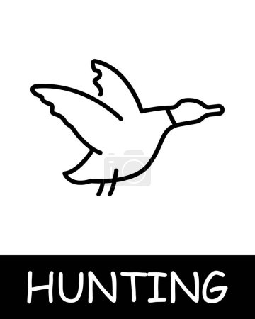 Illustration for Duck line icon. Cartridges, binoculars, hunting, game, fishing, prey, forest, shot, hunting season, animal. Vector line icon for business and advertising - Royalty Free Image