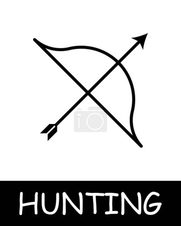 Bow line icon. Arrow, string, hunting, game, fishing, prey, forest, shot, hunting season, animal. Vector line icon for business and advertising