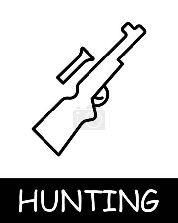Rifle line icon. Cartridges, trigger, cartridge case, hunting, game, fishing, prey, forest, shot, hunting season, animal. Vector line icon for business and advertising