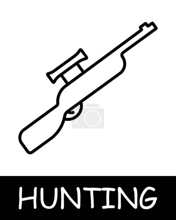 Sniper rifle line icon. Cartridges, trigger, cartridge case, hunting, game, fishing, prey, forest, shot, hunting season, animal. Vector line icon for business and advertising