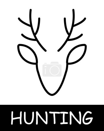 Deer line icon. Leather, antlers, trophy, hunting, game, fishing, prey, forest, shot, hunting season, animal. Vector line icon for business and advertising