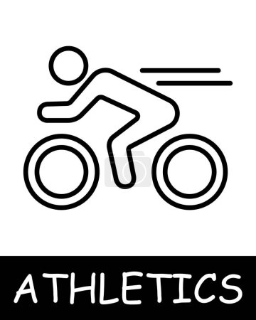 Ikone der Fahrradlinie. Räder, Geschwindigkeit, Leichtathletik, Sport, Laufen, Turnen, Wettkämpfe, Trainer, Springen, Muskeln, Spiel, Mensch, Kraft, Gesundheit. Vektor-Liniensymbol für Unternehmen und Werbung