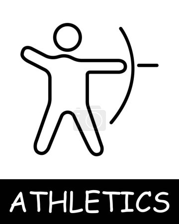 Symbolbild der Bogenlinie. Zielscheibe, Pfeil, Leichtathletik, Laufen, Turnen, Wettkampf, Trainer, Springen, Muskeln, Spiel, Mensch, Kraft, Gesundheit. Vektor-Liniensymbol für Unternehmen und Werbung