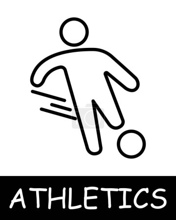 Icono de línea de fútbol. Bola, campo, atletismo, correr, gimnasia, competición, entrenador, saltar, juego, hombre, fuerza, salud. Icono de línea vectorial para negocios y publicidad