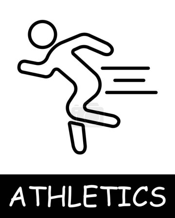 Laufband-Symbol. 100 Meter, Leichtathletik, Sport, Laufen, Turnen, Wettkämpfe, Trainer, Springen, Muskeln, Spiel, Mensch, Kraft, Gesundheit. Vektor-Liniensymbol für Unternehmen und Werbung