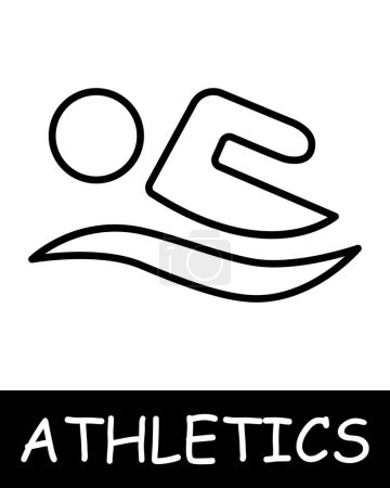 Ikone der Schwimmlinie. Rudern, Wasser, Leichtathletik, Laufen, Turnen, Wettkämpfe, Trainer, Springen, Spiel, Mensch, Kraft, Gesundheit. Vektor-Liniensymbol für Unternehmen und Werbung