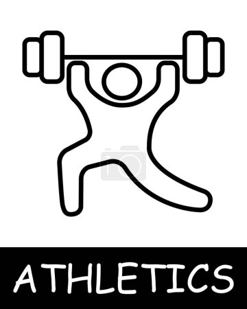 Das Hantelschnur-Symbol heben. Eisen, Leichtathletik, Laufen, Turnen, Wettkämpfe, Trainer, Springen, Spiel, Person, Kraft, Gesundheit. Vektor-Liniensymbol für Unternehmen und Werbung