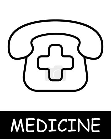 Ilustración de Icono de línea telefónica. Llamada, medicina, salud, hospital, médico, ciencia, recuperación, bata. Icono de línea vectorial para negocios y publicidad - Imagen libre de derechos